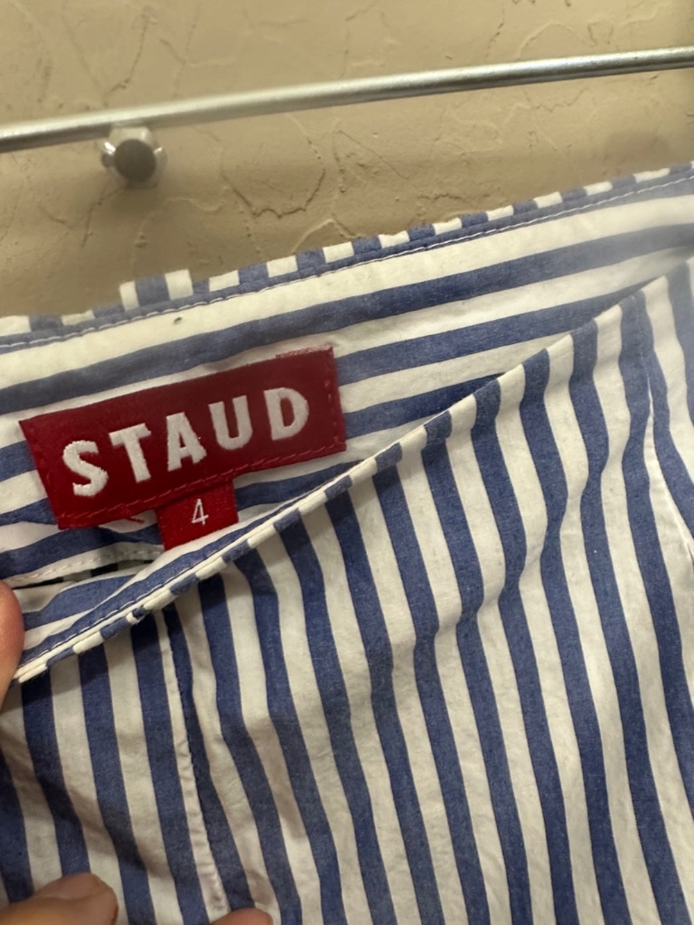 STAUD Blue and White Striped Wide-Leg Pants - Picture 2 of 3